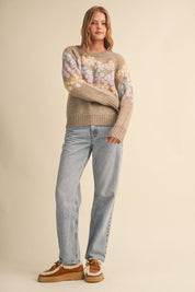 Fading Bloom Ombré Floral Sweater in Mocha Multi - product photo 7