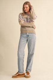 Fading Bloom Ombré Floral Sweater in Mocha Multi - product photo 8