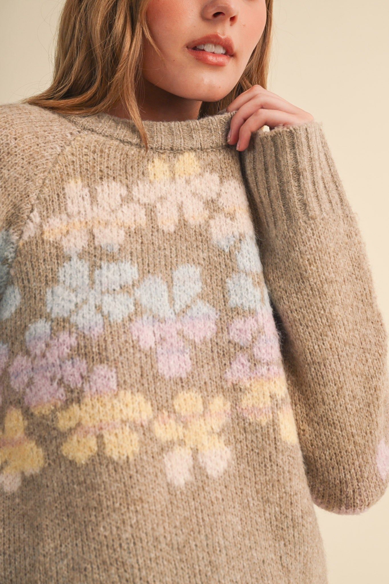 Fading Bloom Ombré Floral Sweater in Mocha Multi - product photo 9