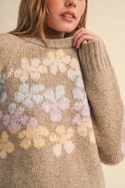 Fading Bloom Ombré Floral Sweater in Mocha Multi - product photo 9