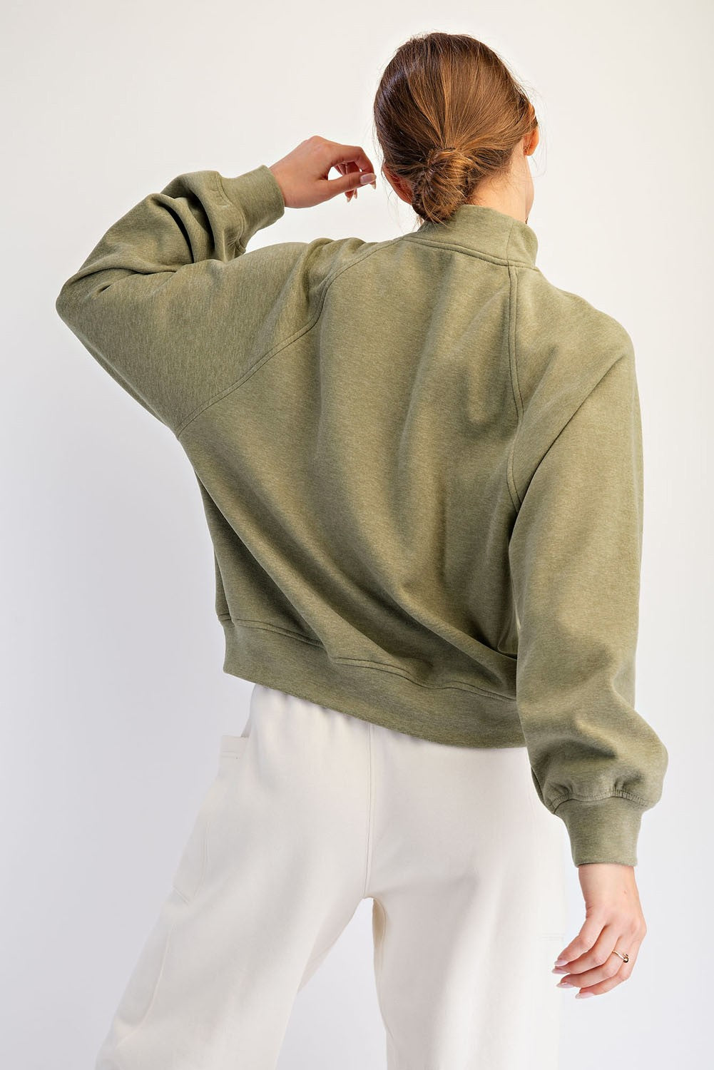 Fairhaven Brushed Mock Neck Pullover in Winter Sage, photo 2