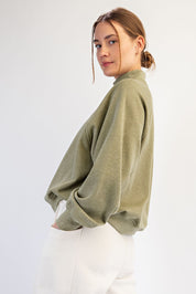 Fairhaven Brushed Mock Neck Pullover in Winter Sage, photo 3