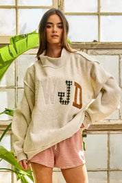 Faith Lettering WWJD Mock Neck Sweatshirt in Ash Grey - product photo 1