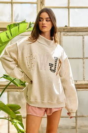 Faith Lettering WWJD Mock Neck Sweatshirt in Ash Grey - product photo 2