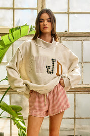 Faith Lettering WWJD Mock Neck Sweatshirt in Ash Grey - product photo 3