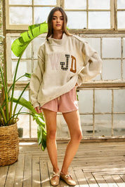 Faith Lettering WWJD Mock Neck Sweatshirt in Ash Grey - product photo 5
