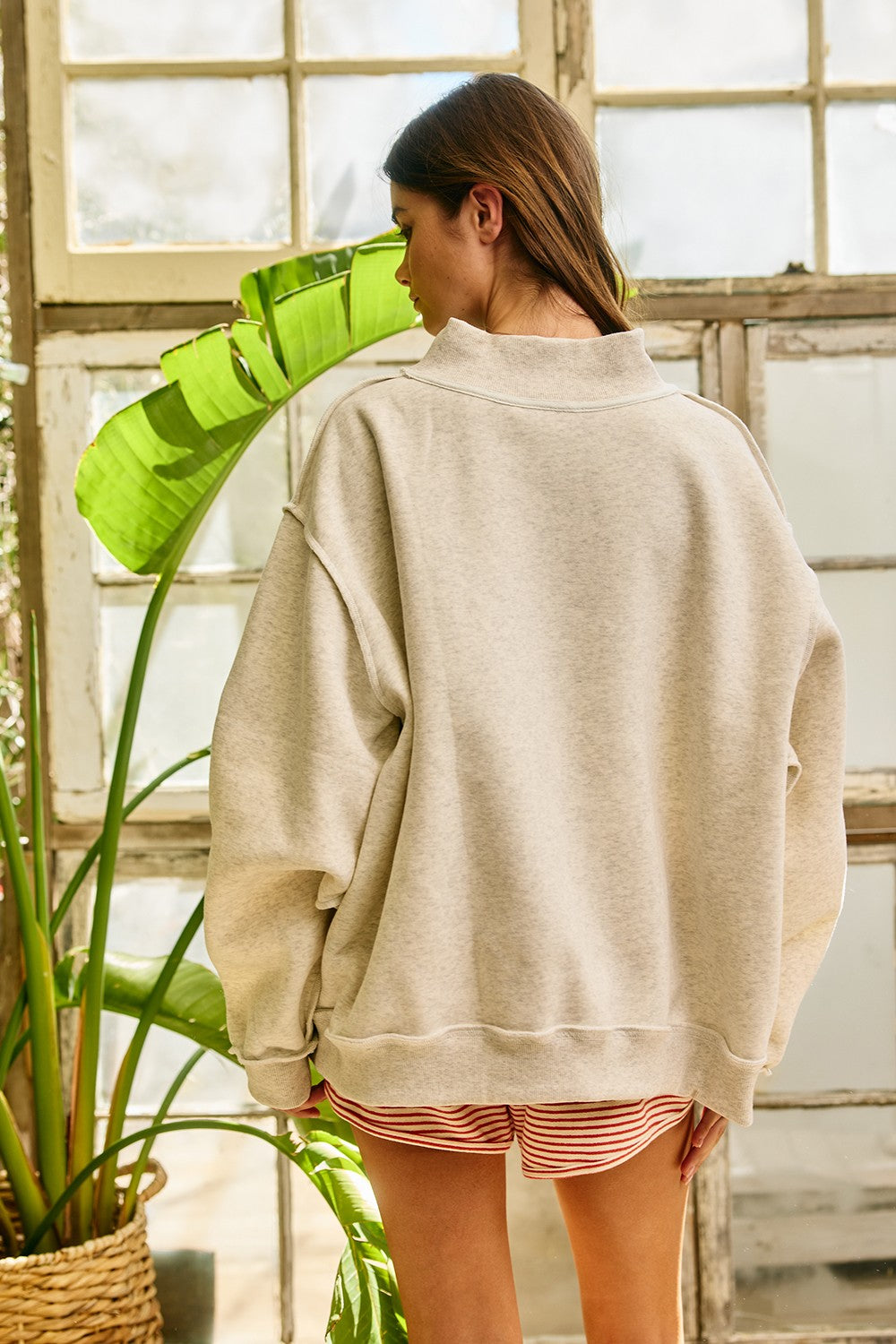 Faith Lettering WWJD Mock Neck Sweatshirt in Ash Grey - product photo 8