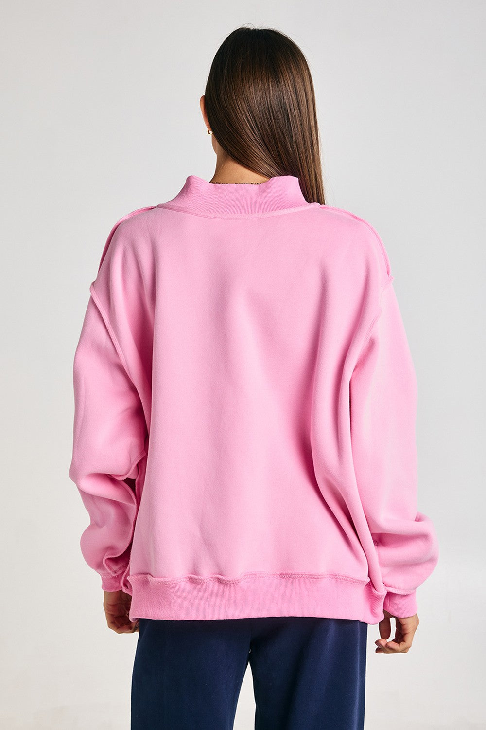 Faith Lettering WWJD Mock Neck Sweatshirt in Baby Pink - product photo 6