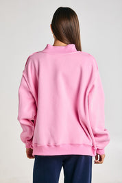 Faith Lettering WWJD Mock Neck Sweatshirt in Baby Pink - product photo 6