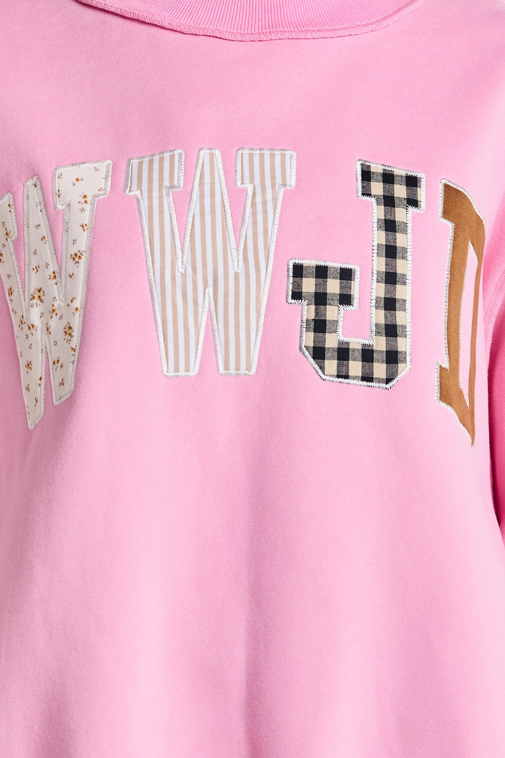 Faith Lettering WWJD Mock Neck Sweatshirt in Baby Pink - product photo 8
