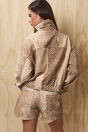 Fallow Animal Print Bomber Jacket - Cream Taupe Animal
