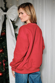 Family Tradition Embroidered Ornament Sweatshirt in Dark Red, photo 4