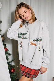 Family Tradition Embroidered Ornament Sweatshirt in Melange, photo 2