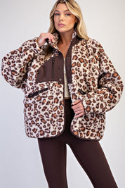 Fast Track Leopard Sherpa Jacket in Animal Combo, photo 1