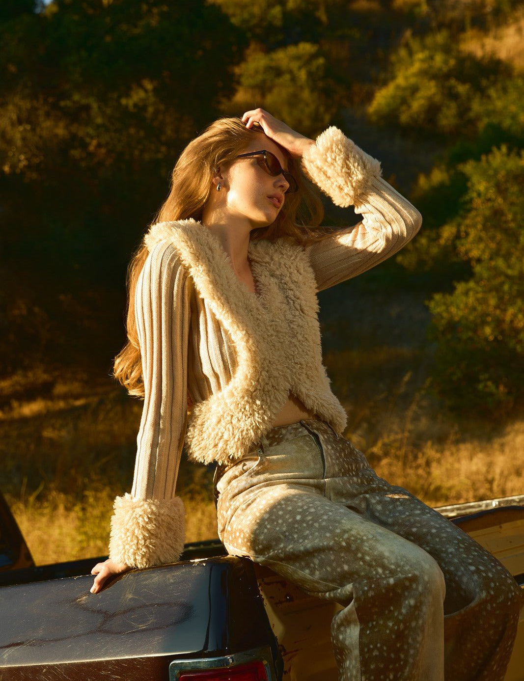 Faux Romance Faux Fur Trim Knit Cardigan - Westly