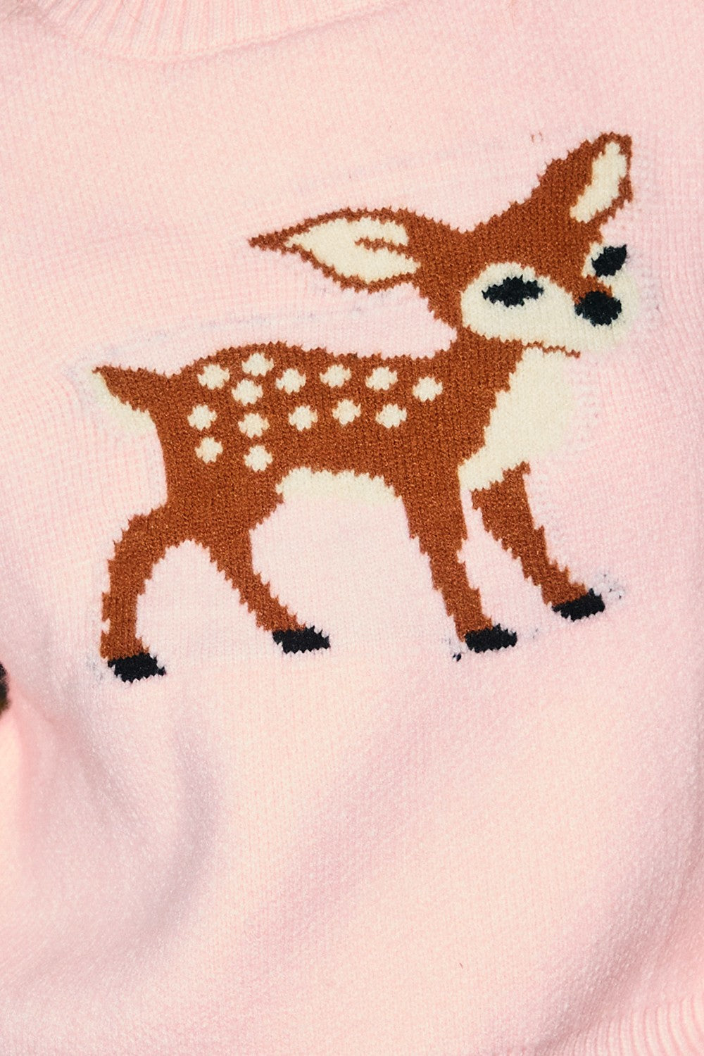Fawn Meadow Intarsia Sweater - Baby Pink