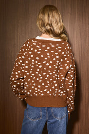 Fawnridge Deer Print Cardigan - Camel White Animal