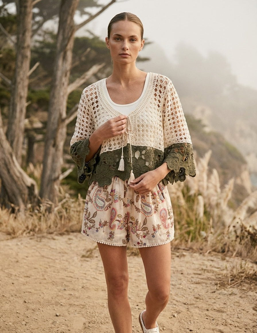 Faye Color Block Boho Crochet Top - Westly