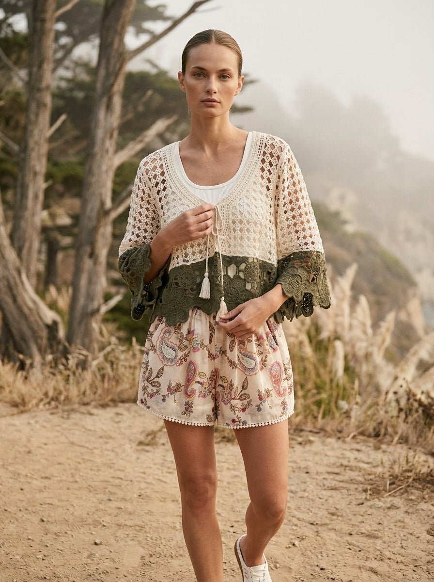 Faye Color Block Boho Crochet Top - Westly