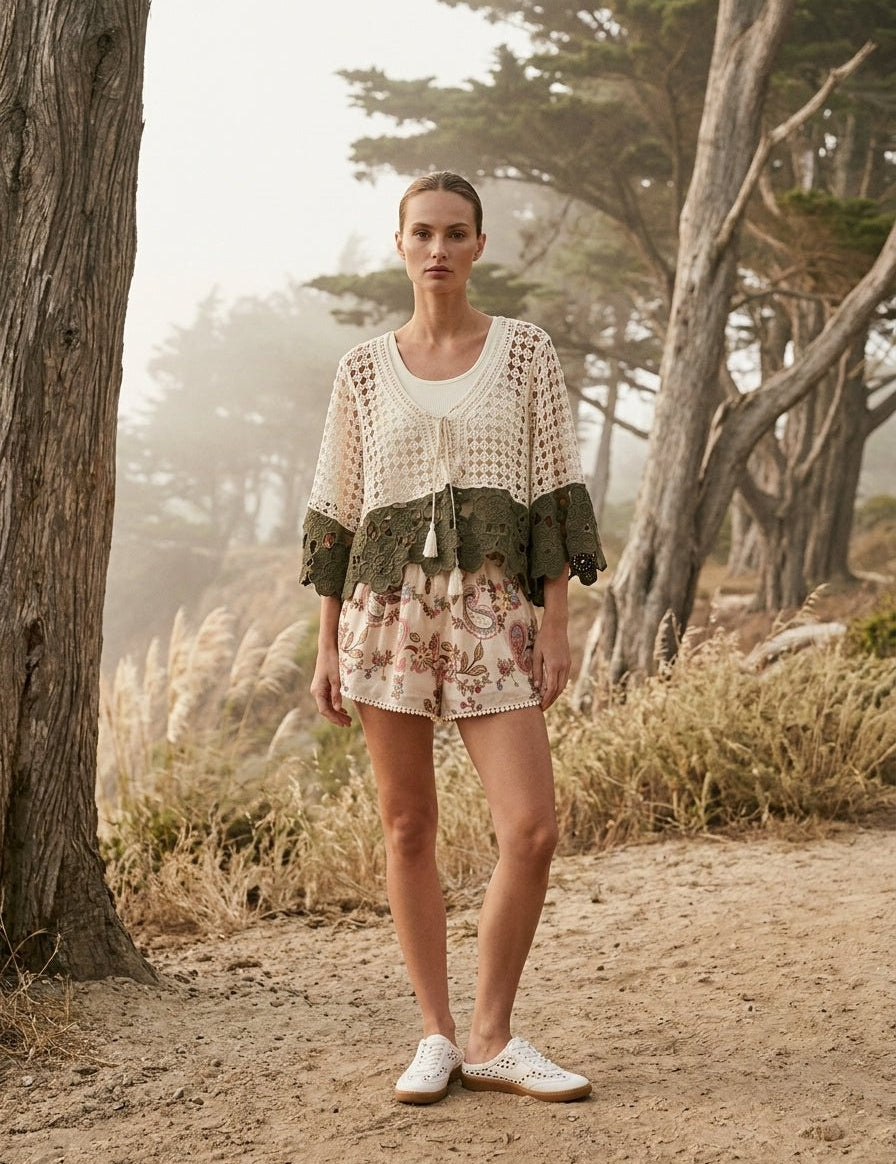 Faye Color Block Boho Crochet Top - Westly