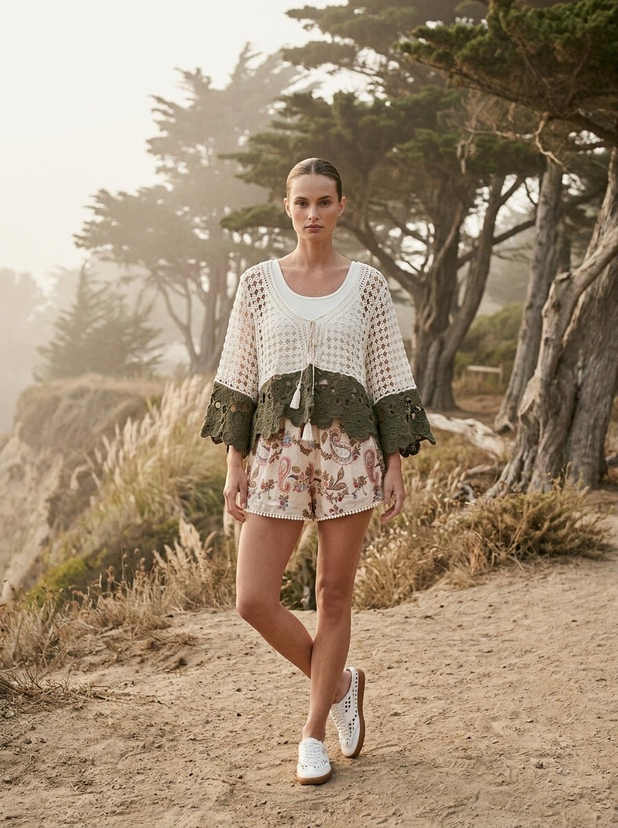 Faye Color Block Boho Crochet Top - Westly