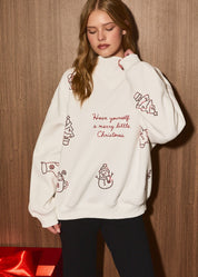 Felicity Rhinestone Holiday Sweatshirt in White — product photo 01