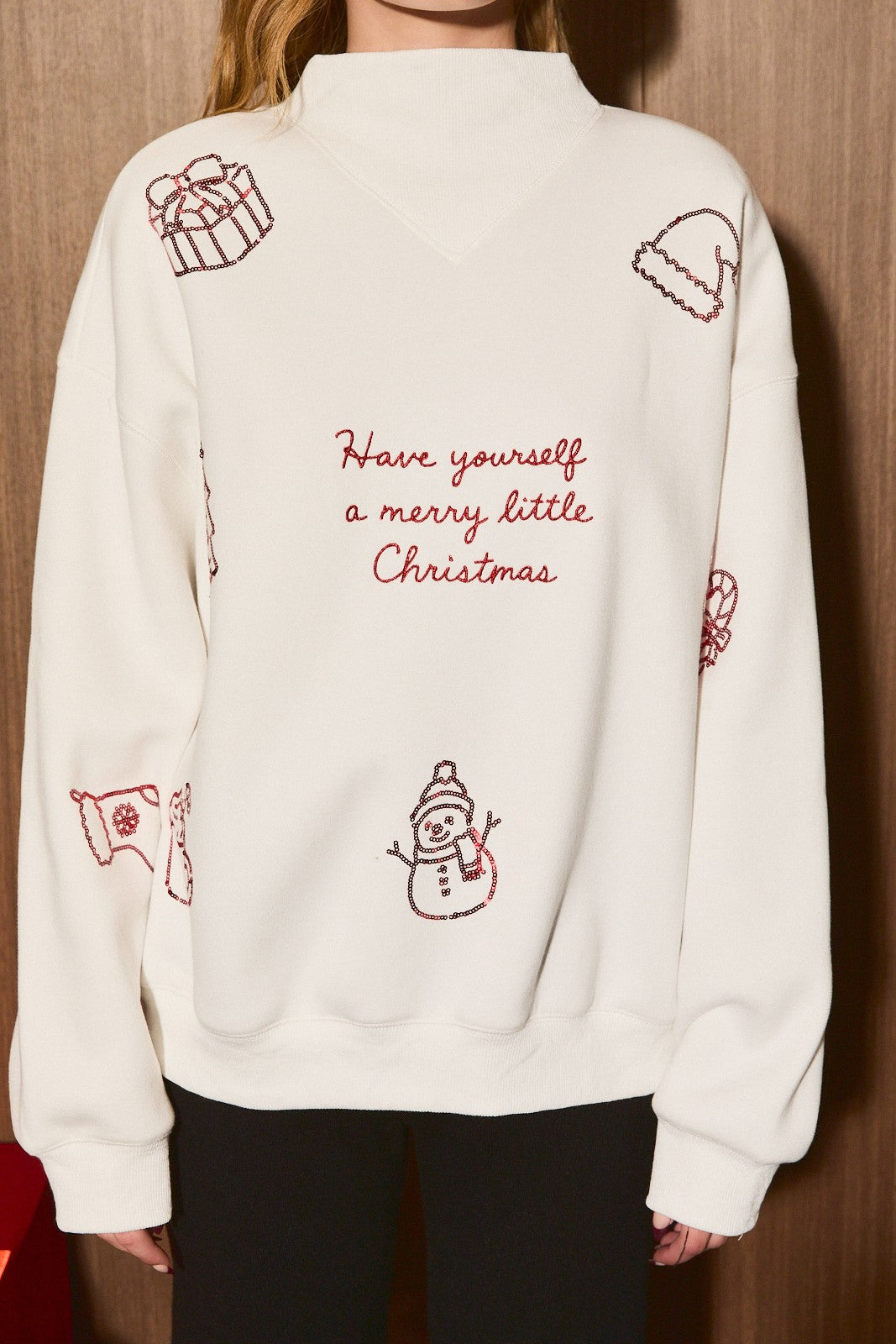 Felicity Rhinestone Holiday Sweatshirt in White — product photo 07