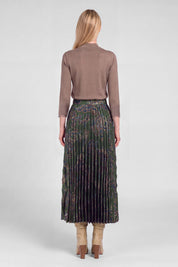 Fernvale Paisley Pleated Midi Skirt - Olive Multi
