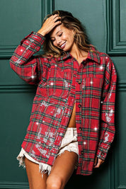 Festive Hour Sequin Plaid Shirt - Westly