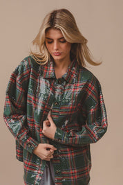Festive Hour Sequin Plaid Shirt - Westly