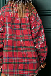 Festive Hour Sequin Plaid Shirt - Westly