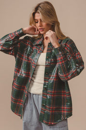 Festive Hour Sequin Plaid Shirt - Westly