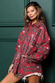 Festive Hour Sequin Plaid Shirt - Westly