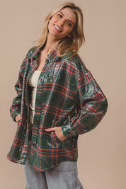 Festive Hour Sequin Plaid Shirt - Westly