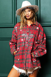 Festive Hour Sequin Plaid Shirt - Westly