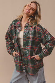 Festive Hour Sequin Plaid Shirt - Westly