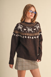 Fetch Club Dog Motif Fair Isle Sweater in Brown Multi, photo 4