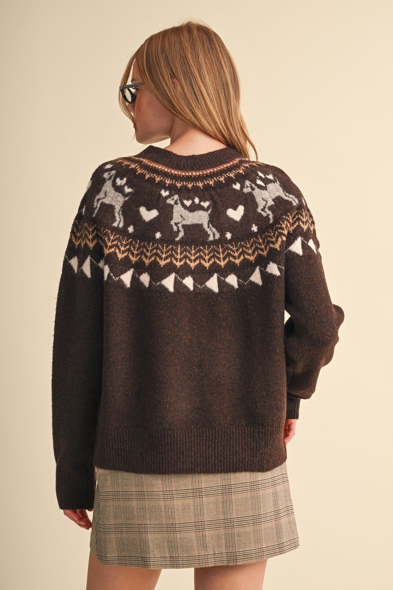 Fetch Club Dog Motif Fair Isle Sweater in Brown Multi, photo 6