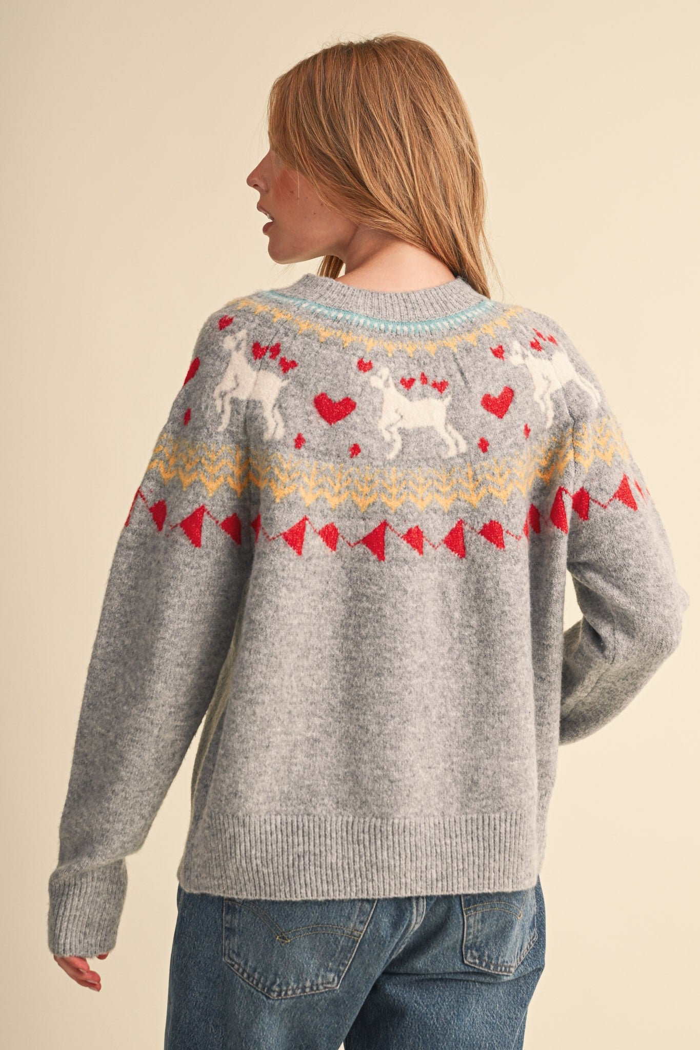 Fetch Club Dog Motif Fair Isle Sweater in Heather Grey Multi, photo 5