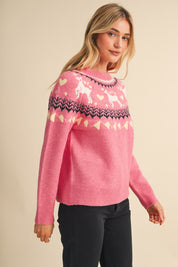 Fetch Club Dog Motif Fair Isle Sweater in Pink Multi, photo 5