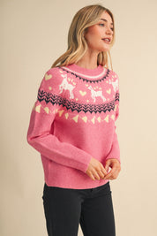 Fetch Club Dog Motif Fair Isle Sweater in Pink Multi, photo 6