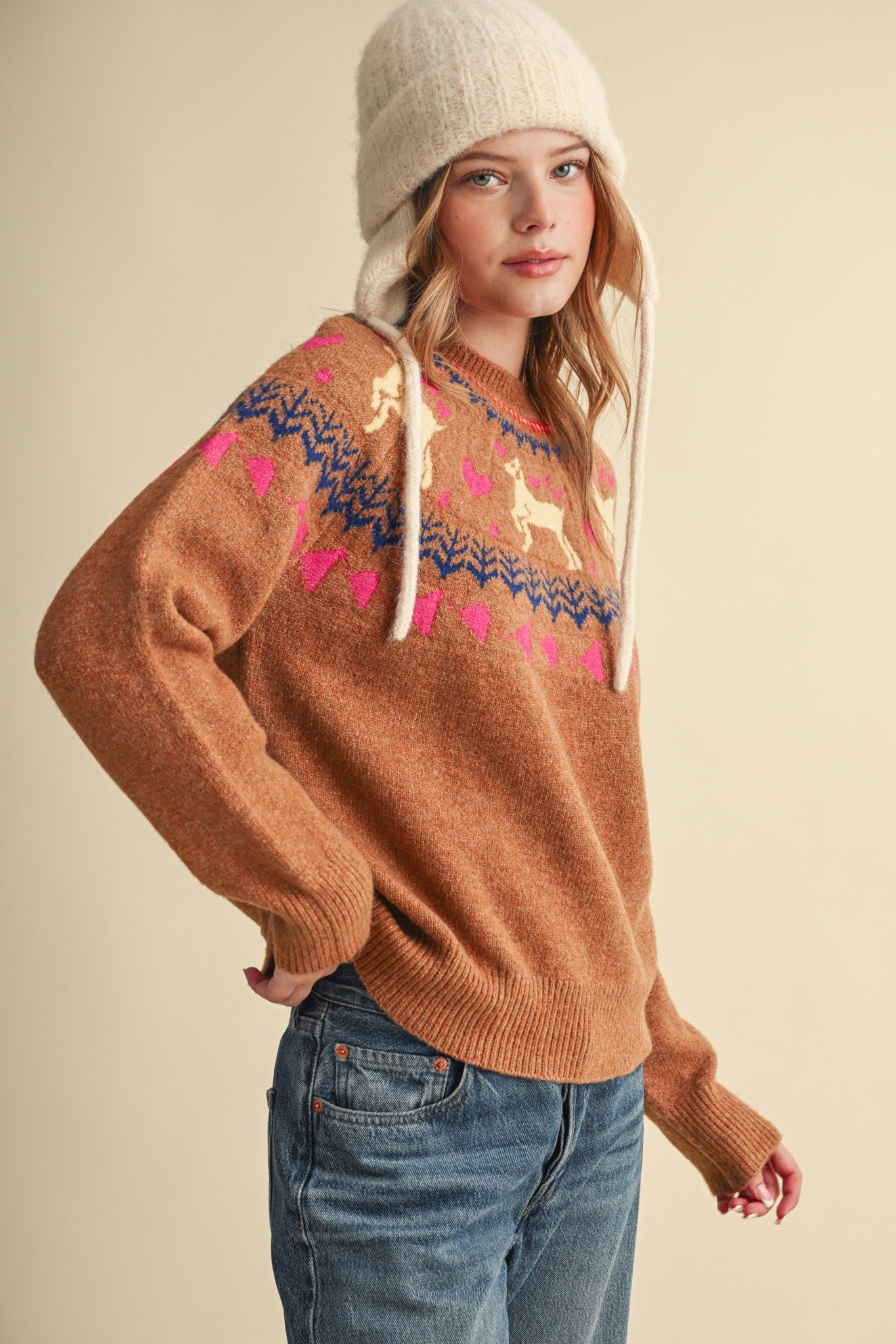 Fetch Club Dog Motif Fair Isle Sweater in Taupe Multi, photo 5