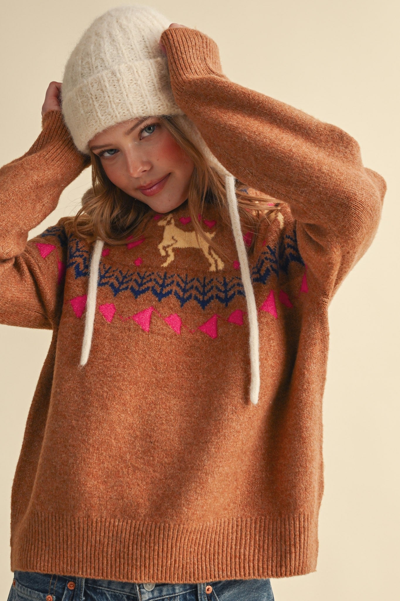 Fetch Club Dog Motif Fair Isle Sweater in Taupe Multi, photo 7