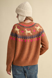 Fetch Club Dog Motif Fair Isle Sweater in Taupe Multi, photo 8