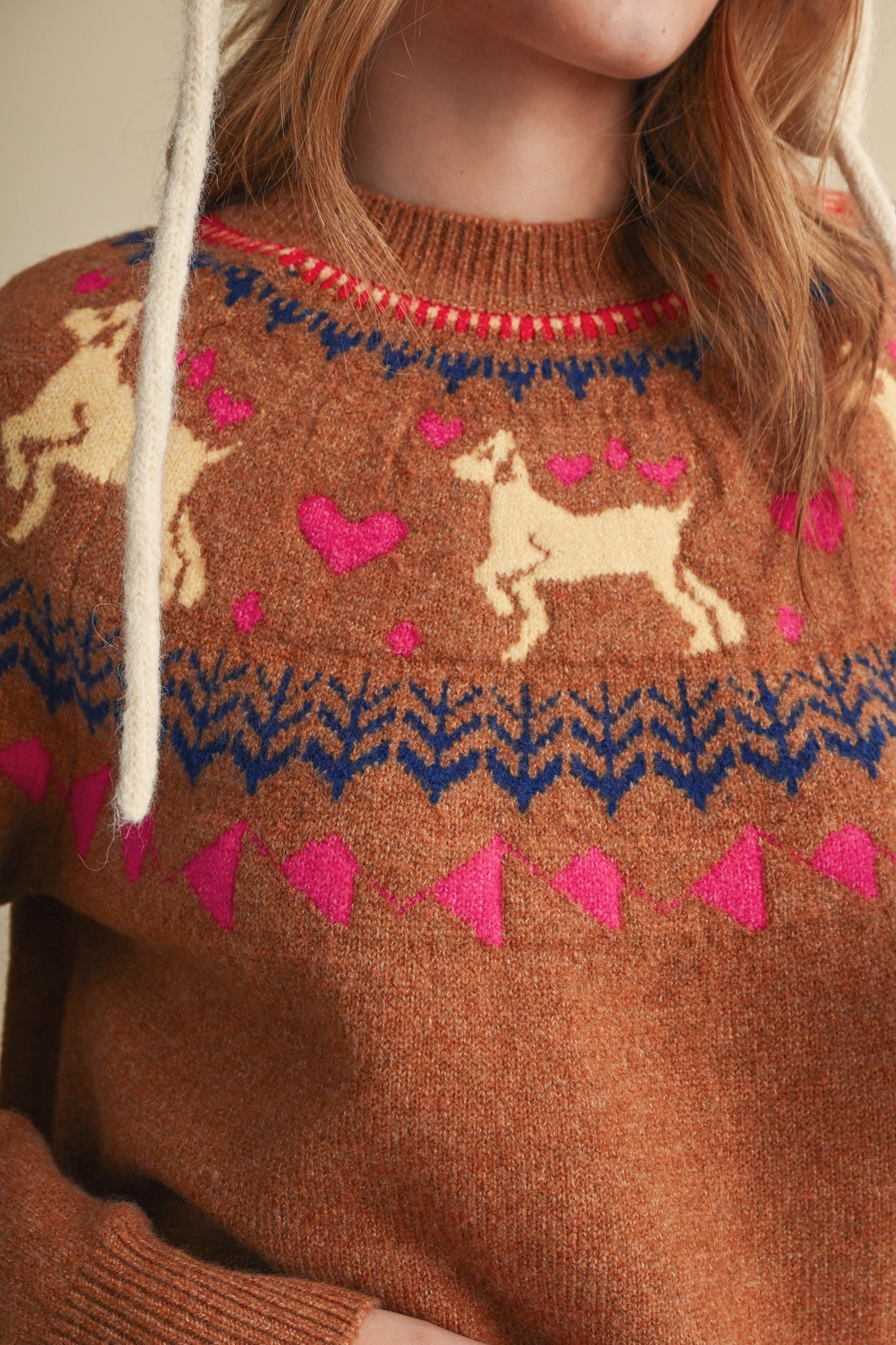 Fetch Club Dog Motif Fair Isle Sweater in Taupe Multi, photo 10