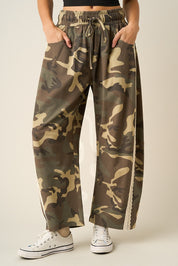 Field Contrast Lace Trim Barrel Pants in Army Green - product photo 1