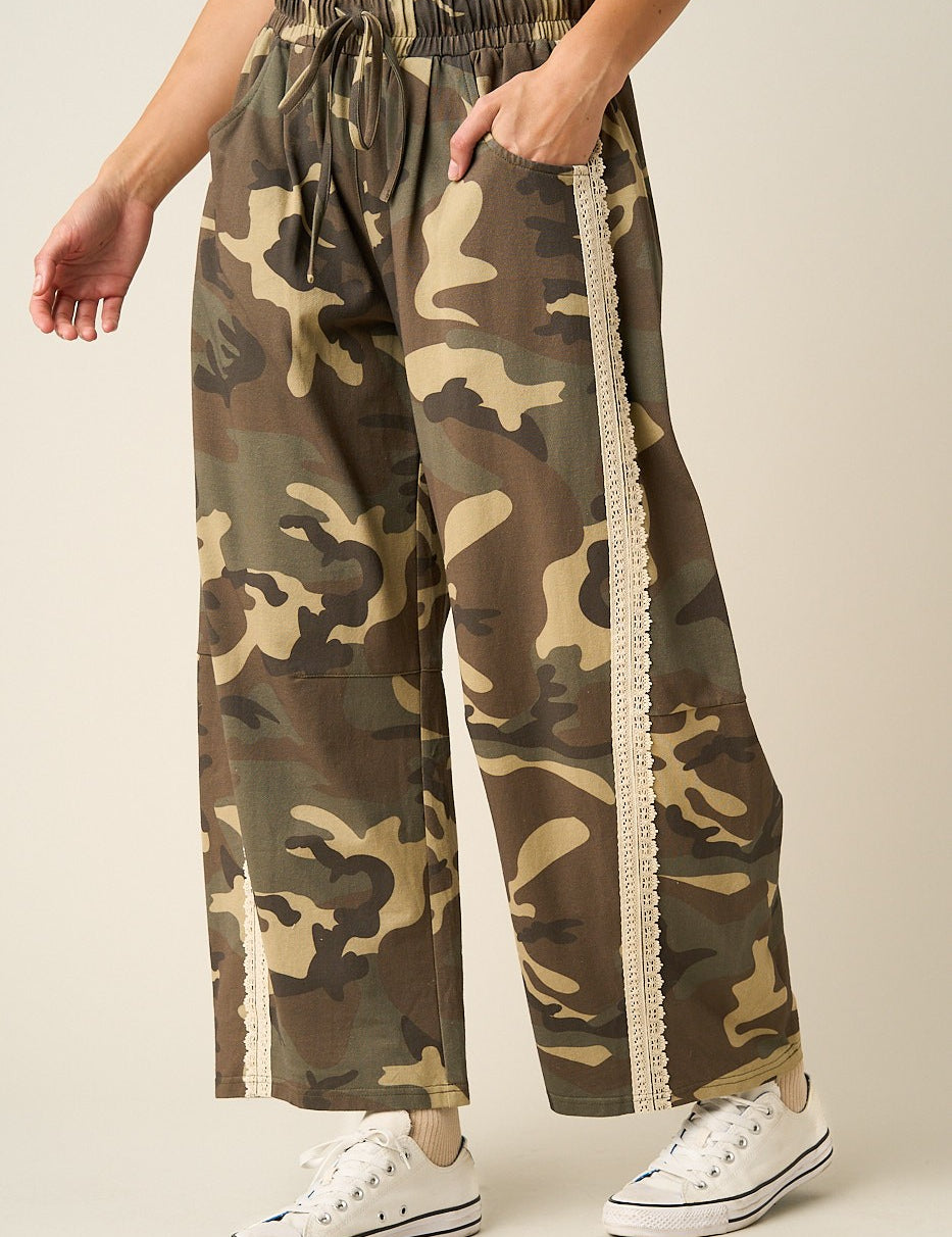 Field Contrast Lace Trim Barrel Pants in Army Green - product photo 2