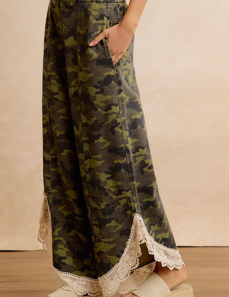 Field Lace Camo Wide Leg Pants in Camouflage - product photo 1