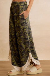 Field Lace Camo Wide Leg Pants in Camouflage - product photo 1