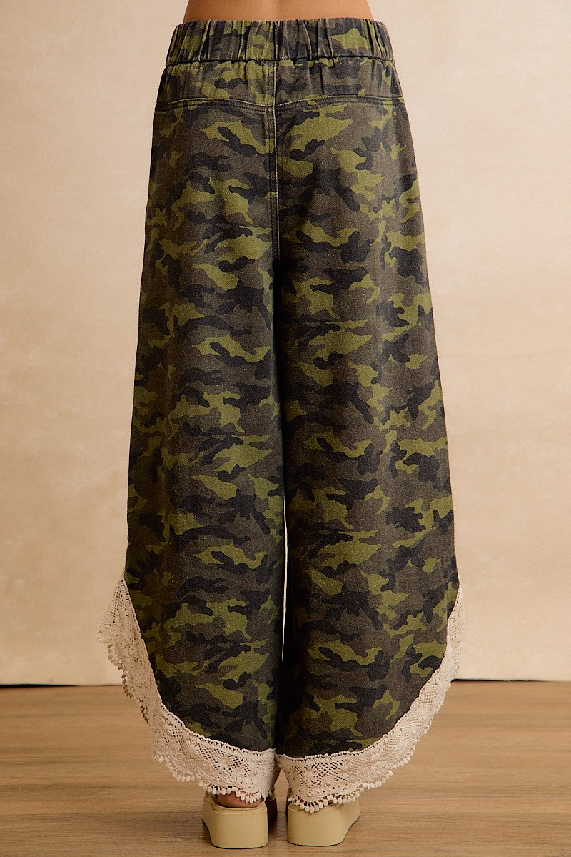 Field Lace Camo Wide Leg Pants in Camouflage - product photo 4